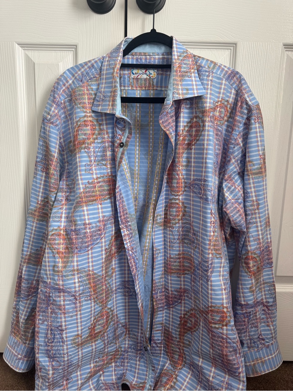 Men's Light Blue Patterned Long-Sleeve Dress Shirt